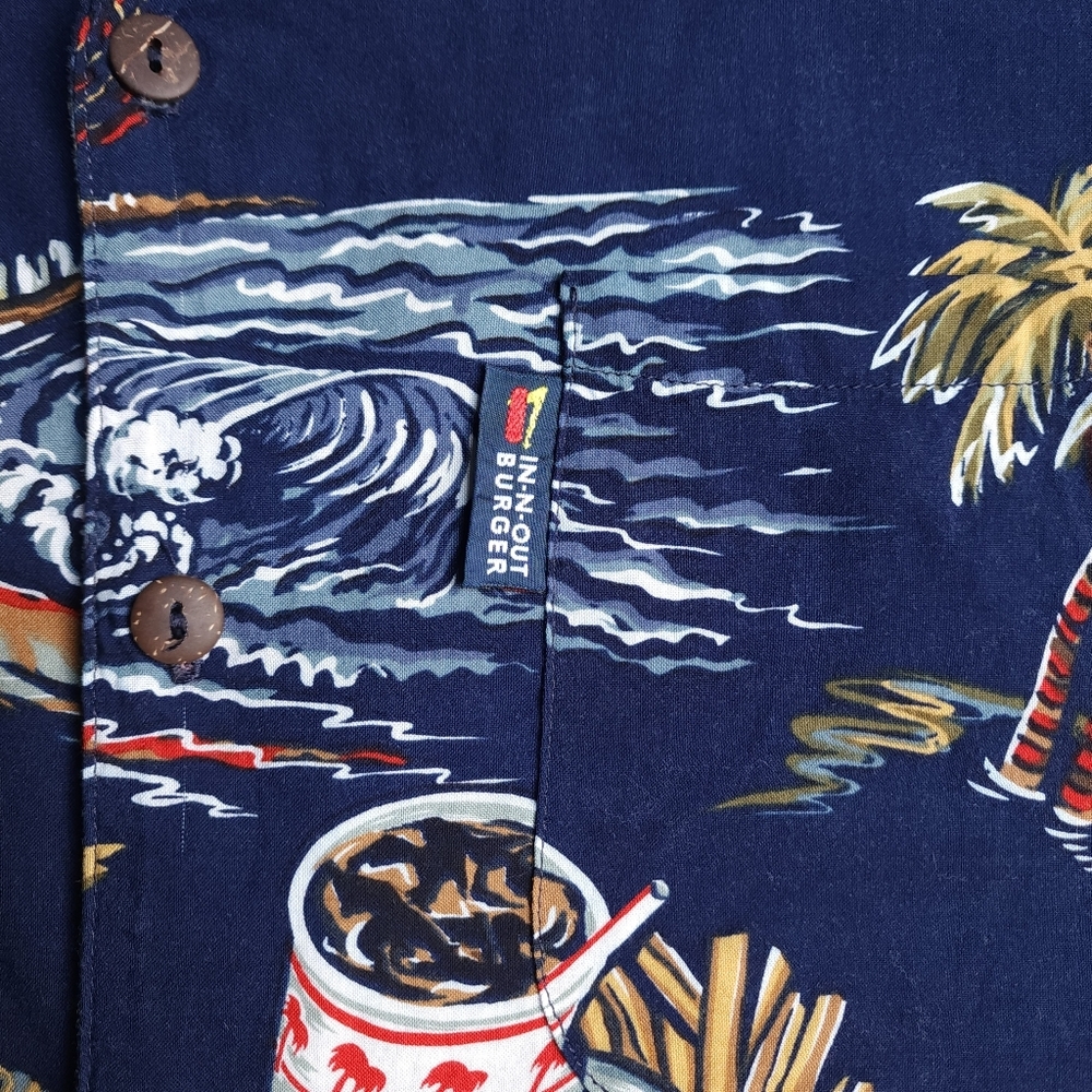 Vintage IN-N-OUT Burger Mens XL Hawaiian Button Up Short Sleeve Shirt Americana - Picture 6 of 8